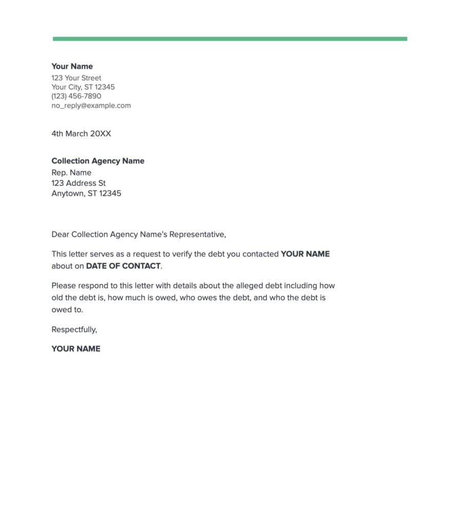 Downloadable Debt Verification Letter Template Cover