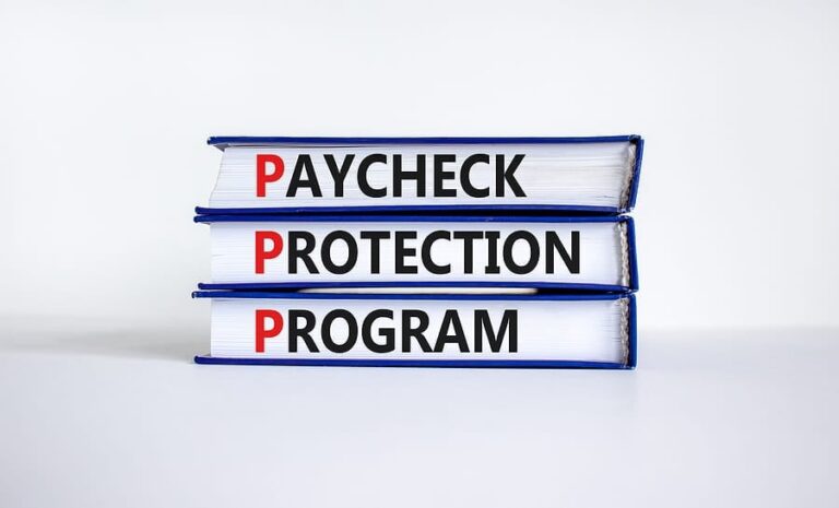 PPP, paycheck protection program symbol. Concept words PPP, paycheck protection program on books on a beautiful white background. Business, PPP