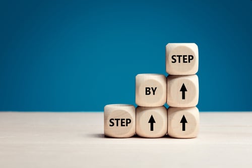 dice stacked up showing steps
