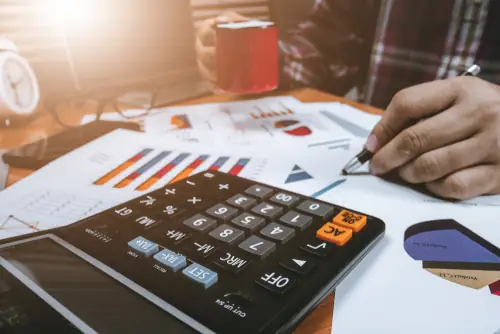 calculator and papers